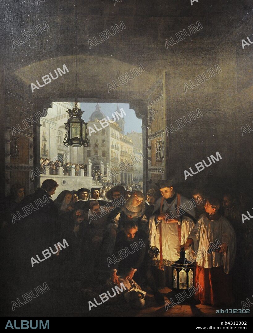 Manuel Castellano (1826-1880). Pintor español. La muerte del Conde de Villamediana, 1868. Óleo sobre lienzo. Museo de Historia. Madrid. España. (En depósito, cedido por el Museo Nacional del Prado, Madrid) .