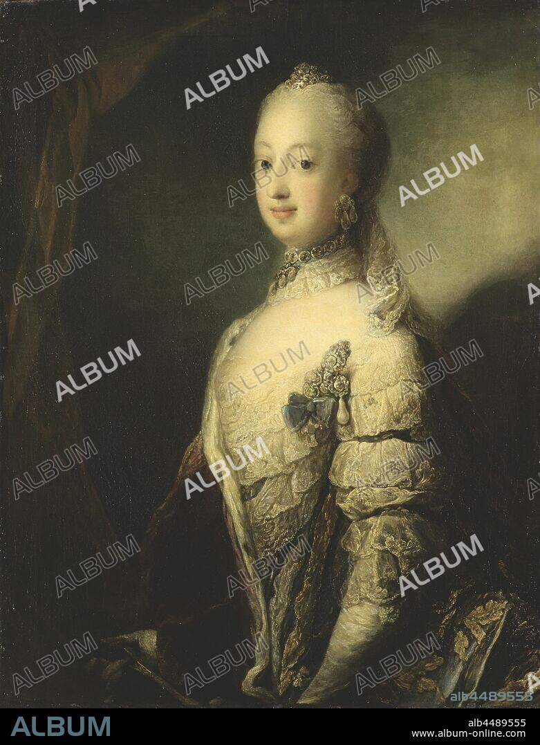 Carl Gustaf Pilo, Queen Sofia Magdalena, Sofia Magdalena, Queen of Sweden, painting, portrait, Sophia Magdalena of Denmark, 1765, oil on canvas, Height, 92 cm (36.2 inches), Width, 71, cm (27.9 inches).