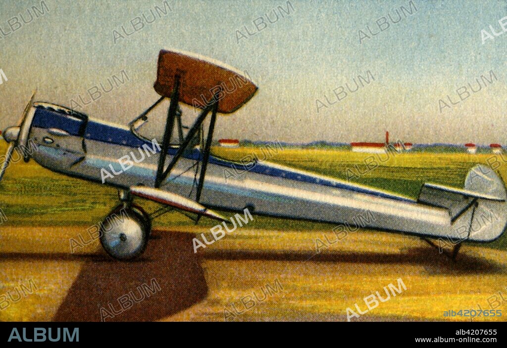 Albatros L 82 plane, 1920s, (1932). German trainer biplane with 100 horse power air-cooled de Havilland engine. From "Die Eroberung Der Luft", (The Conquest of the Air), cigarette card album produced by the Garbáty cigarette factory, 1932. Eugene and Moritz Garbáty, who were Jewish, were driven out of business by the Nazis in the late 1930s, and forced to sell their factory which lay empty for over 70 years. [Garbaty Cigarettenfabrik, Berlin-Pankow, 1932].