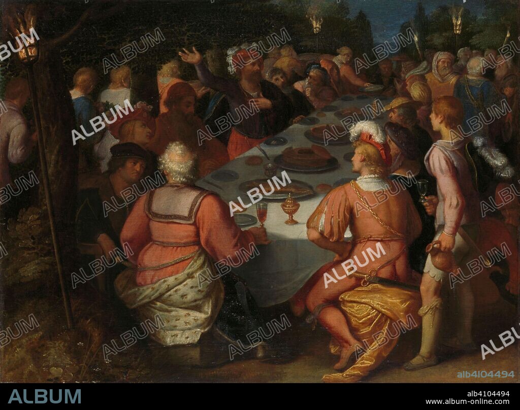 OTTO VAN VEEN. The Conspiracy of Julius Civilis and the Batavians in a Sacred Grove. "The Conspiracy of Claudius Civilis and the Batavians in the Schakerbos; one of a series of twelve on the Insurrection of the Batavians against the Romans ". Dating: 1600 - 1613. Measurements: h 38 cm × w 52 cm.