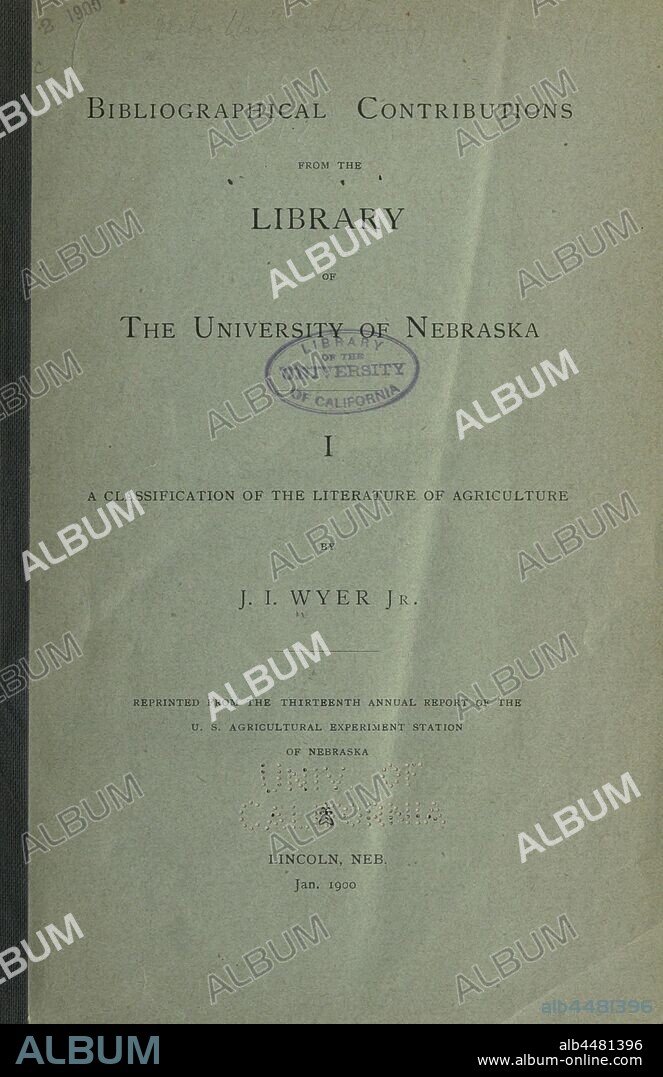 A classification of the literature of agriculture : Wyer, J. I. (James Ingersoll), 1869-1955.