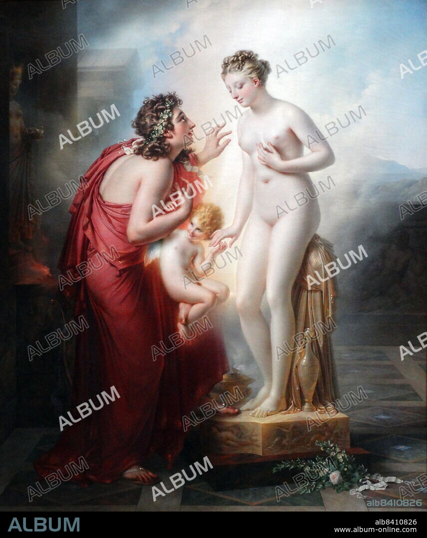 Pygmalion et Galatee, 1819, by Anne-Louis Girodet de Roussy-Trioson (29 January 1767 - 9 December 1824), was a French painter and pupil of Jacques-Louis David, who participated in the early Romantic movement by including elements of eroticism in his paintings.