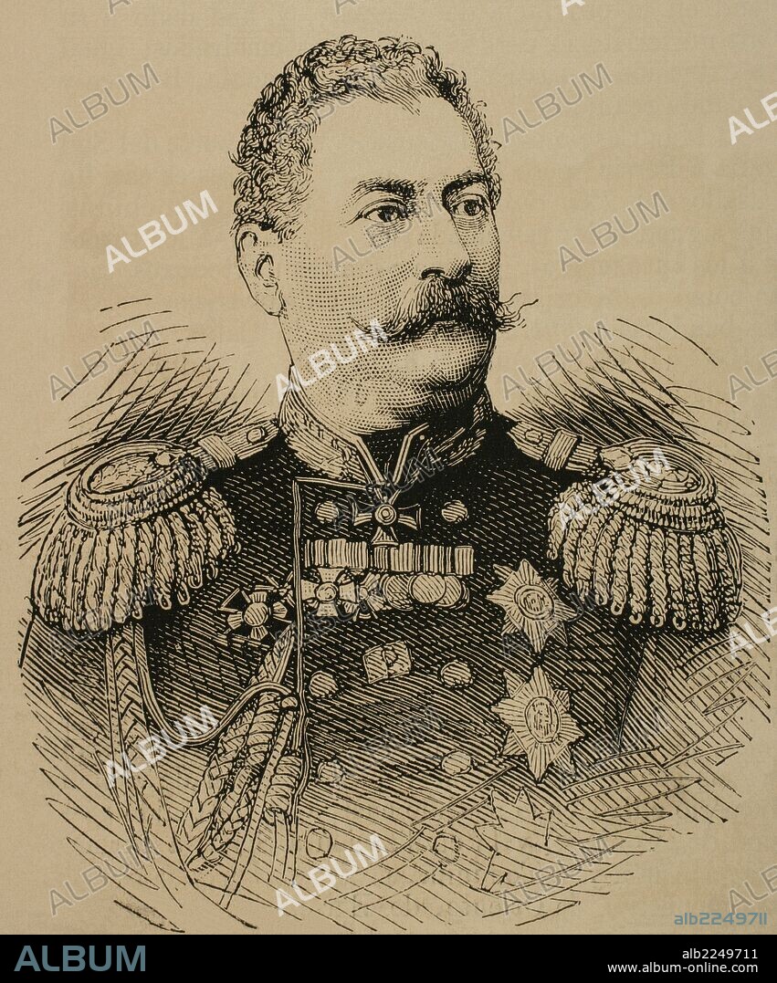 MIJAIL LORIS-MELIKOV (1826-1888). Político y militar ruso de origen armenio, general de caballeria y ministro del interior de 1880-1801, durante el reinado de Alejandro II de Rusia. Grabado de "La Ilustración Española y Americana", 1877.