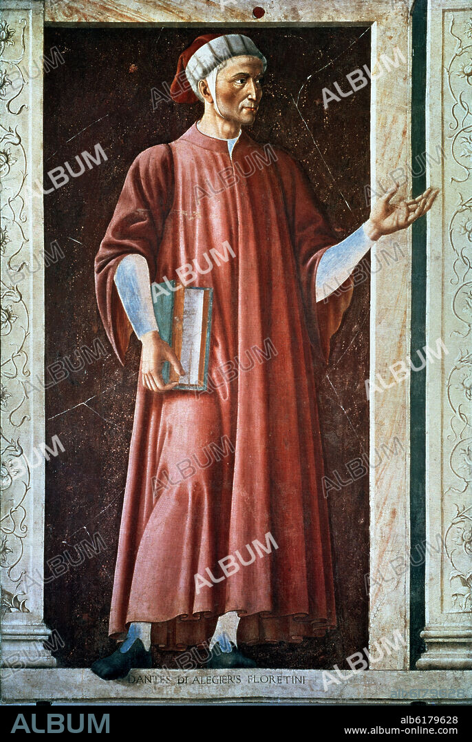ANDREA DEL CASTAGNO. Dante Alighieri - ca. 1450 - 247x153 cm - fresco laid on canvas.