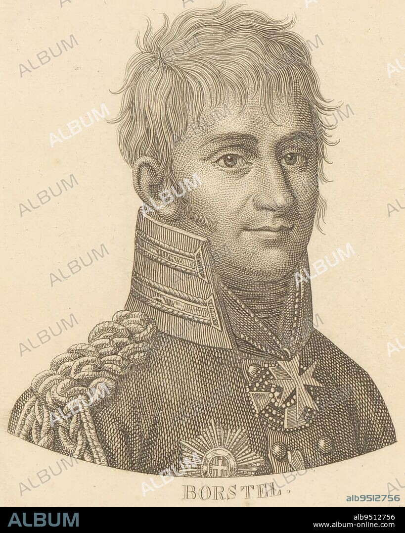 Portrait of Ludwig von Borstell, Ernst Ludwig Riepenhausen, 1775 - 1840, print maker: Ernst Ludwig Riepenhausen, 1775 - 1840, paper, steel engraving, h 95 mm - w 78 mm.