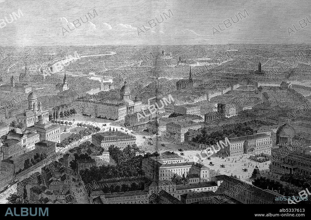 Panorama of Berlin, Germany, in 1880  /  Panorama von Berlin, Deutschland, im Jahre 1880, Historisch, historical, digital improved reproduction of an original from the 19th century / digitale Reproduktion einer Originalvorlage aus dem 19. Jahrhundert,.