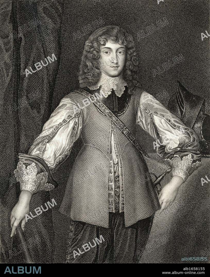 Prince Rupert aka Rupert of the Rhine, German Prinz Rupert, 1619-1682. Most talented Royalist commander of English Civil Wars. From the book 'Lodge's British Portraits' published London 1823.