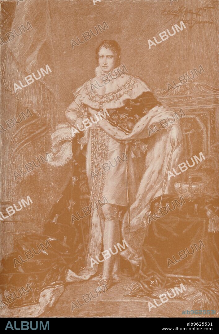 'Joseph Bonaparte - King of Naples, King of Spain, Comte De Survilliers', c1808, (1896). Joseph Bonaparte (1768-1844) was installed on the Spanish throne by his younger brother Napoleon in 1808, ruling as Jose I. Engraving after the drawing by Eric Pape, after the portrait by François Gérard. From Life of Napoleon Bonaparte, Volume III, by William Milligan Sloane. [The Century Co., New York, 1896].