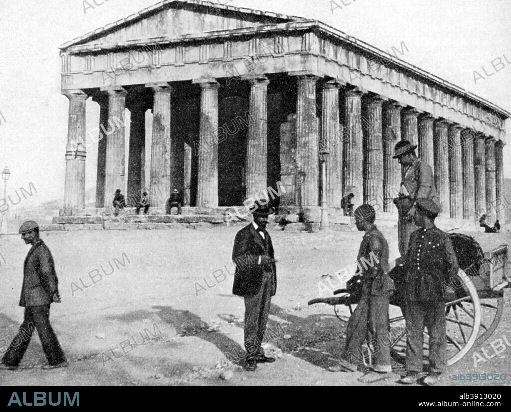 The Theseum at Athens, Greece, 1922. The Temple of Hephaestos and Athena Ergane, also known as the Hephaisteion or Theseion, is a Doric order peripteral temple, located at the north-west side of the Agora of Athens, on top of the Agoraios Kolonos hill. From the 7th century until 1834, it served as the Greek Orthodox church of St. George Akamates.