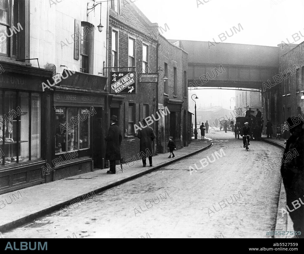 Limehouse, in Stepney, was London's first Chinatown.<The Chinese began settling in Limehouse before 1850, arriving as seamen or ship's launderers. By 1890 sailors from Shanghai were colonizing Pennyfields, Amoy Place and Ming Street, while those from Guangzhou (Canton) and southern China chose Gill Street and Limehouse Causeway, slightly further west. From the 1890s the Chinese community in the East End grew in size and spread eastwards, from the original settlement in Limehouse Causeway, into Pennyfields. The area provided for the Lascar, Chinese and Japanese sailors working the Oriental routes into the Port of London. The main attractions for these men were the opium dens, hidden behind shops in Limehouse and Poplar, and also the availability of prostitutes, Chinese grocers, restaurants and seamen's lodging-houses. Hostility from British sailors and the inability of many Chinese to speak English fostered a distinct racial segregation and concentrated more and more Chinese into Limehouse. From the 1970s, London's Chinatown was increasingly established further to the west, in Soho, centred on Gerrard Street.