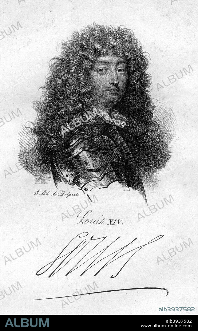 Louis XIV, King of France, (19th century). Although Louis (1638-1715) inherited the French crown in 1643, he did not actually take the reigns of power until the death of his Chief Minister, Cardinal Mazarin, in 1661. Known as the 'Sun King', Louis was the epitome of the absolute monarch. He was on the throne for 72 years, longer than any other major European ruler. His reign saw a flowering of the arts and architecture in France, as well as a growth of French economic and military power.