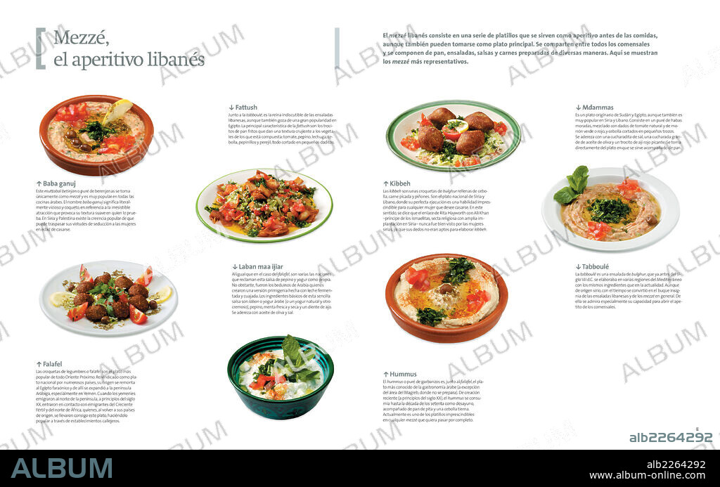 Mezzé, el aperitivo libanés. Infografía sobre los diferentes aperitivos libaneses que conforman el mezzé.