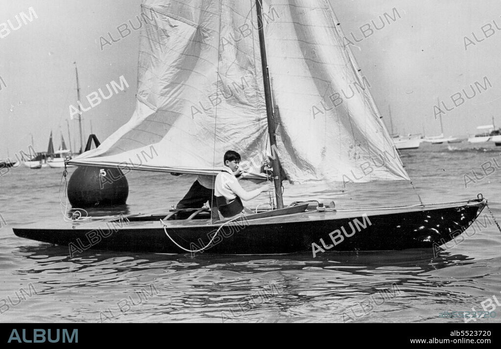 A Royal Yachtsman -- H.R.H. Prince Michael, son of the Duchess of Kent and the late Duke of Kent, ready to take part in a race at the ever popular Regatta now being held at Cowes, Isle of Wight. Prince Michael is seiling with Mr. Uffa Fox, the well known yacht designer, in the Flying Fifteen class "Cowslip" owned by H.R.H. The Duke of Edinburgh. August 02, 1955. (Photo by Sport & General Press Agency, Limited).