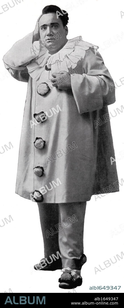 Enrico Caruso (1873-1921) Italian tenor, here as Canio, the clown, in the Leoncavallo opera I Pagliacci.