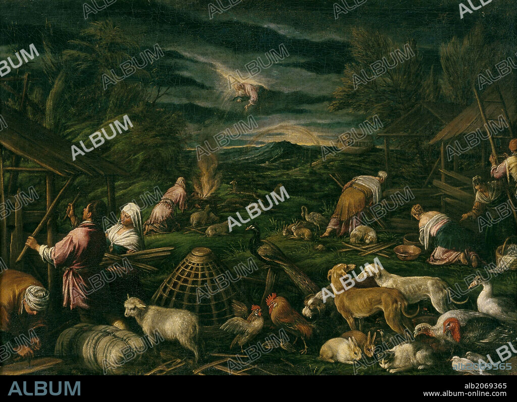 JACOPO BASSANO (workshop). Anonymous (Workshop Bassano) / 'Noah after the Deluge', Second half 16th century, Italian School, Oil on canvas, 80 cm x 113 cm, P00023.