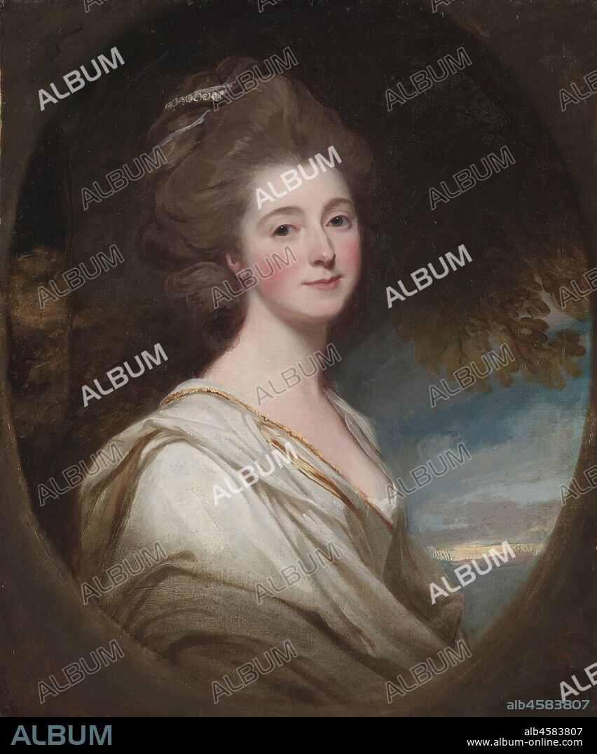 Portrait of Jane Hoskyns, c. 1778-1780. The sitter married Sir John Read in 1774, who also sat for a portrait by the artist in 1788. Born in Lancashire, Romney first apprenticed in his father?s cabinetmaker?s shop. He worked in the north of England until 1762, when he settled in London. There he became a successful portraitist, alongside Joshua Reynolds and Thomas Gainsborough. As with many successful portraitists, his heart lay elsewhere and he dreamed of making history paintings, but his plans for grandiose compositions rarely advanced beyond drawings.