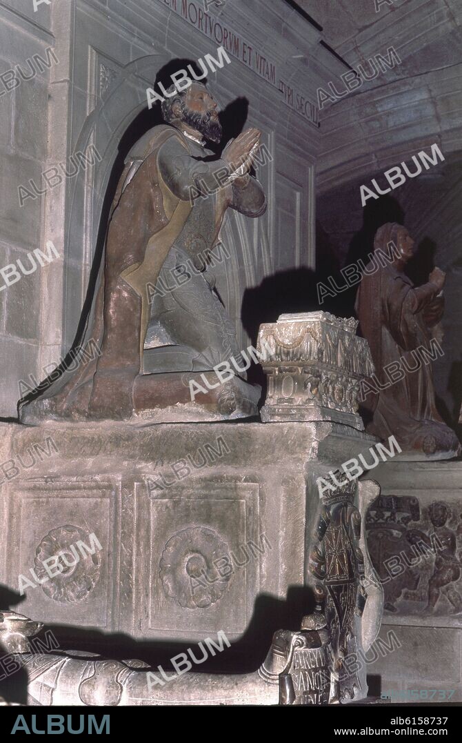 ESTATUA DE GARCIA IV SANCHO III DE NAVARRA LLAMADO EL DE "NAJERA" REY DE PAMPLONA DESDE EL 1035/54 EN EL PANTEON REAL - SIGLO XVI - RE.