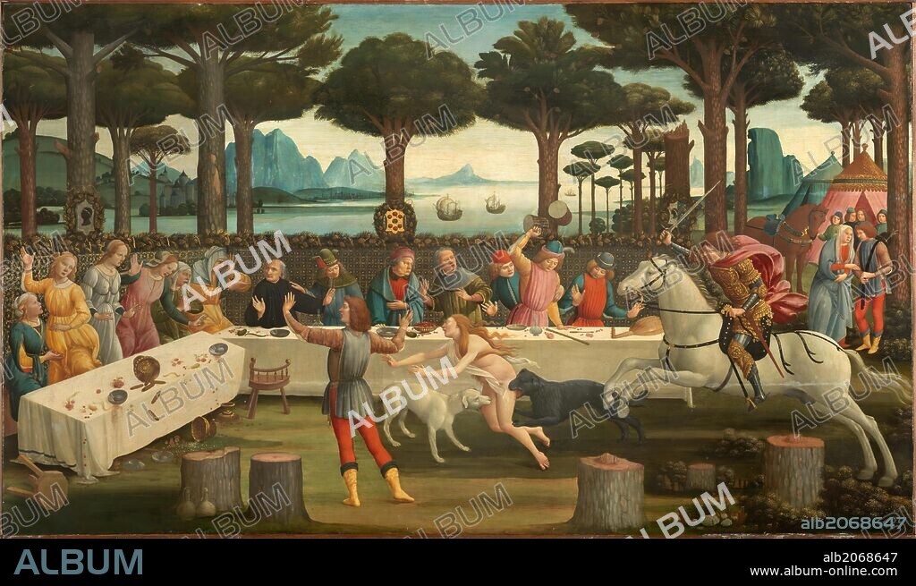 Sandro Botticelli / 'The Story of Nastagio degli Onesti (III)', ca.  1483, Italian School, Panel, 84 cm x 142 cm, P02840.