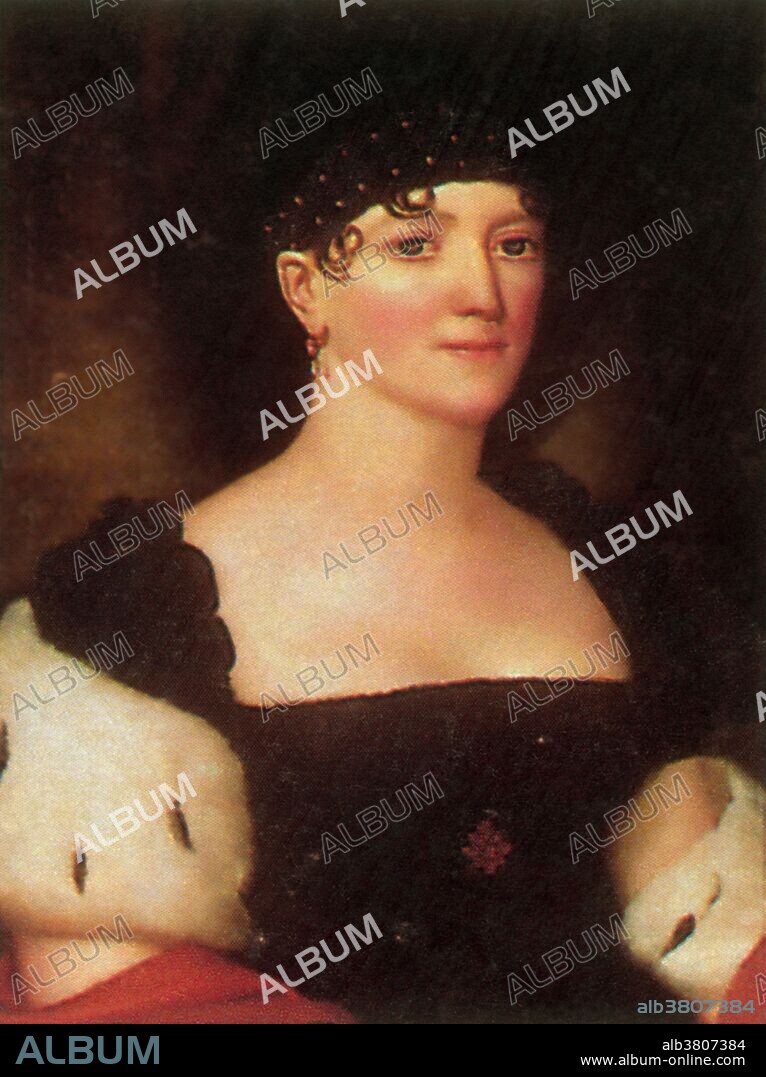 Elizabeth Kortright Monroe (June 30, 1768 - September 23, 1830) was First Lady of the United States from 1817 to 1825, as the wife of James Monroe, fifth President of the United States, who held the office for two terms. A gown in the collection of the James Monroe Museum indicates she was a petite woman, not taller than 5 feet. She first caught Monroe's attention in 1785 while he was in New York serving as a member of the Continental Congress. James, age 27, married Elizabeth, age 17, on February 16, 1786. Although she was respected and admiredn during her husband's second term, she compared poorly to her predecessor, Dolley Madison, who had captivated Washington society. Retiring sickly and suffering several long illnesses, she died in 1830 at the age of 62.