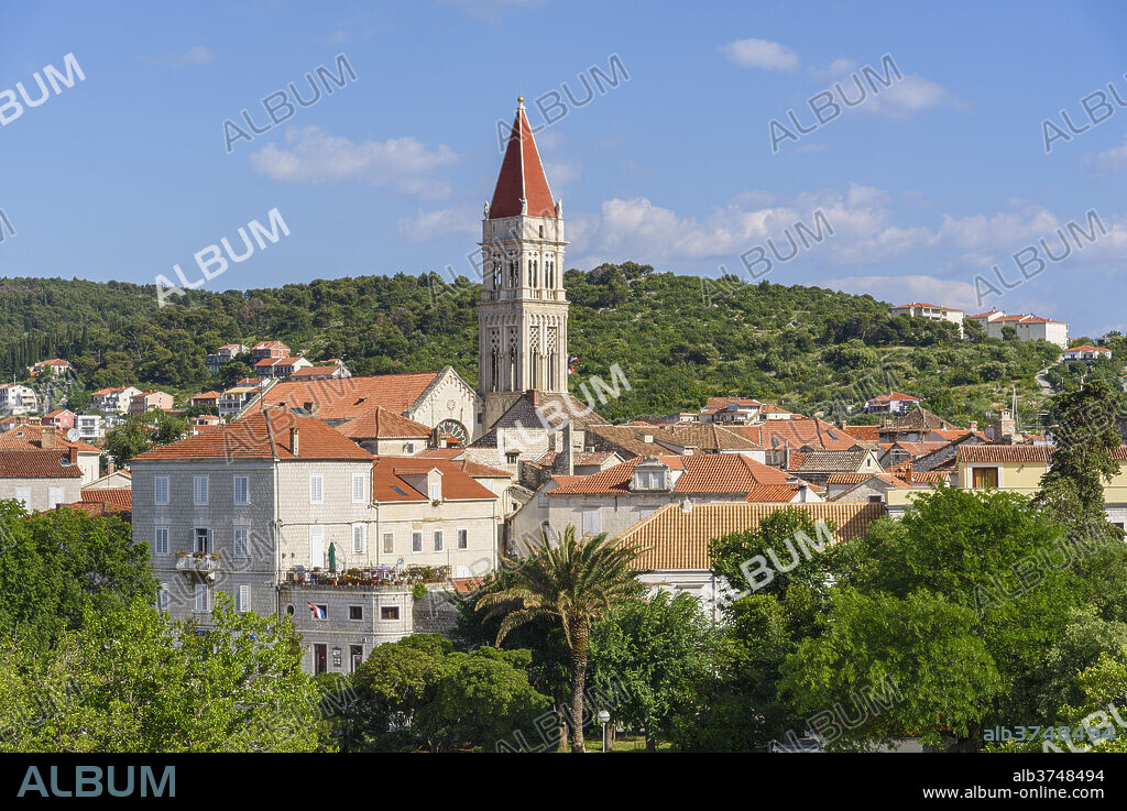 Trogir Old Town, UNESCO World Heritage Site, looking towards the Cathedral of St. Lawrence, Trogir, Croatia, Europe.
