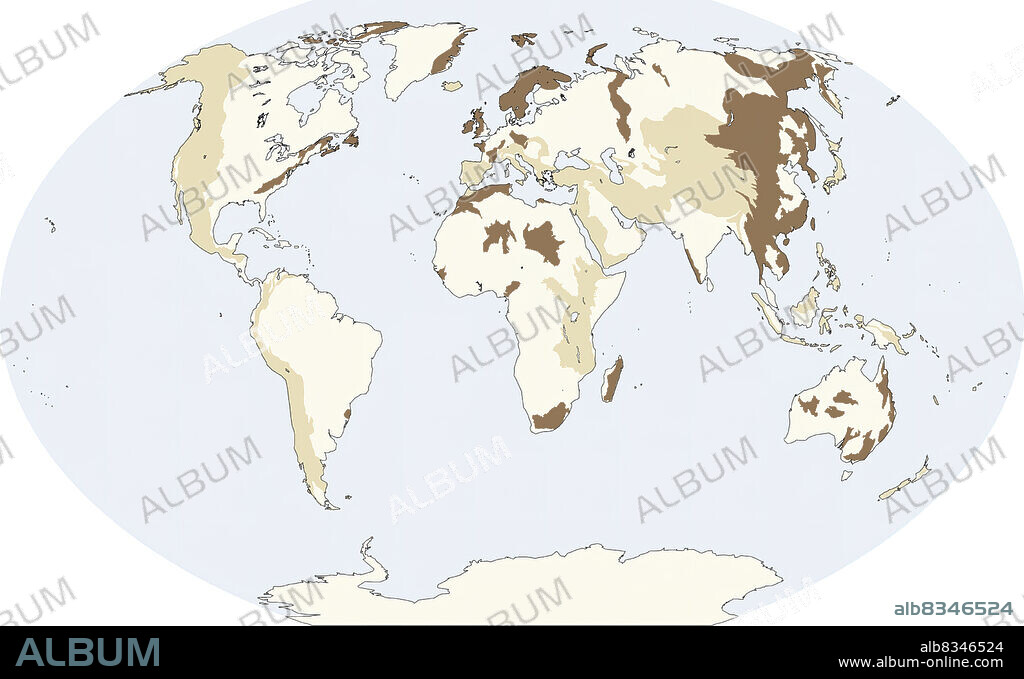 The shape of a mountain depends, in large part, on its age. Formed by recent tectonic shocks, the youngest mountain ranges on the planet (Alps, Himalayas, Rockies, Andes, Caucasus) are very jagged, with steep slopes and pointed summits. Most of them have not finished rising, since the slow movements of lithospheric plates continue to reshape the landforms. The Alps, for example, result from an enormous uplift that took place about 50 million years ago, when the Eurasian Plate collided with the African Plate. The oldest mountains (Urals, Appalachians, Australian Cordillera, Drakensberg) look less rugged: they have been smoothed out by erosion, which scrapes material from the slopes and deposits it in the hollows. The Appalachians, created more than 300 million years ago, are among the oldest mountains in the world.