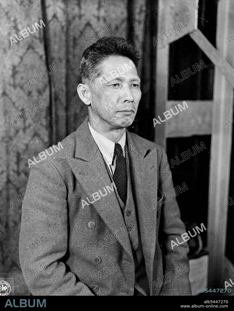 Major Japanese War Criminals on Trial in Tokyo : Suzuki Teiichi, Former President of the cabinet planning board and minister without portfolio under Konoye and Tojo from 1941 to 1943, is on trial at the International military tribunal for the Far East, Tokyo, Japan. June 19, 1947. (Photo by Skinner, U.S. Army Signal Corps).