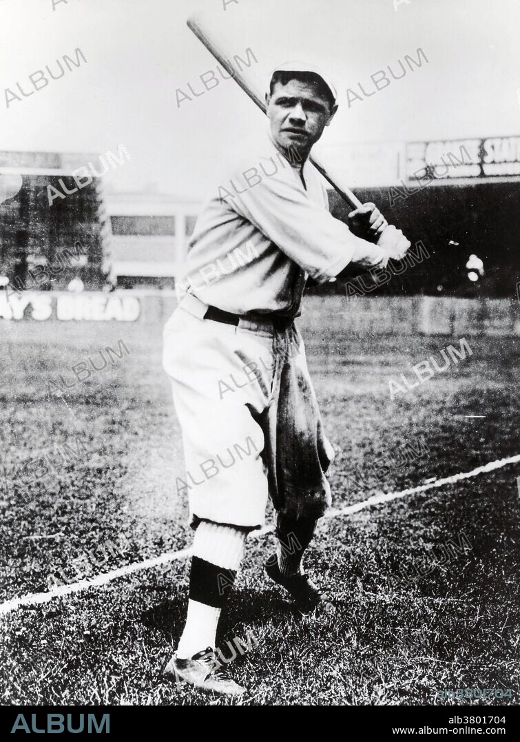 Ruth in California, 1920. George Herman "Babe" Ruth, Jr. (February 6, 1895 - August 16, 1948) was an American baseball player who spent 22 seasons in Major League Baseball (MLB) playing for three teams (1914-1935). He originally entered the major leagues with the Boston Red Sox as a starting pitcher, but after he was sold to the New York Yankees in 1919, he converted to a full-time right fielder. He subsequently became one of the league's most prolific hitters and with his home run hitting prowess, he helped the Yankees win seven pennants and four World Series titles. Ruth retired in 1935 after a short stint with the Boston Braves, and the following year, he became one of the first five players to be elected into the National Baseball Hall of Fame. He is credited with changing baseball itself. The popularity of the game exploded in the 1920s, largely due to his influence. He is regarded as one of the greatest sports heroes in American culture. On August 16, 1948 at 8:01pm, Babe Ruth died of cancer, in his sleep, at the age of 53. Instead of a wake at a funeral home, his casket was taken to Yankee Stadium, where it remained two days: 77,000 people filed past to pay him tribute. His funeral Mass took place at St. Patrick's Cathedral, outside of which a crowd estimated at 75,000 waited.