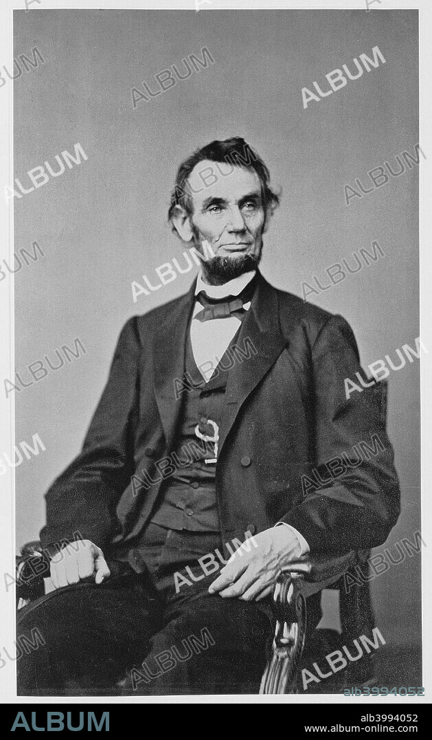 Abraham Lincoln, 16th President of the United States, 1860s. Lincoln (1809-1865) joined the Republican party in 1858 and was elected president two years later. In 1863, he proclaimed the emancipation of all slaves in the southern Confederate states and later that year restated his anti-slavery views in the Gettysburg Address. During his 1864 campaign for re-election, he embraced the abolition of slavery. He was infamously shot by actor John Wilkes Booth whilst attending the theatre in 1865.