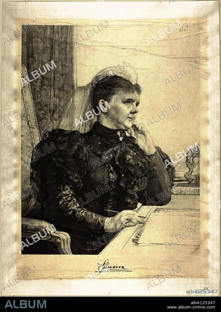 Portrait of Emma, Queen Regent of the Netherlands. Draughtsman: Pieter de Josselin de Jong. Dating: 1893. Place: Netherlands. Measurements: h 576 mm × w 428 mm.