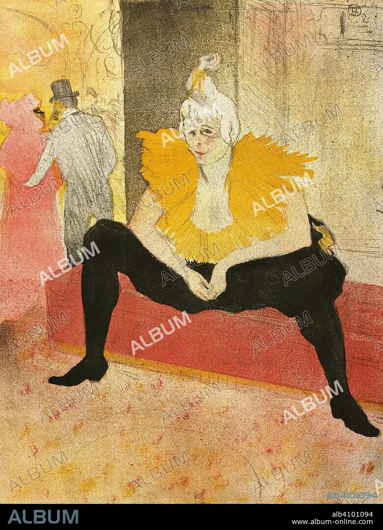 HENRI DE TOULOUSE-LAUTREC. Seated clowness (Mademoiselle Cha-u-ka-o) (La clownesse assise (Mademoiselle Cha-u-ka-o)) from the series Elles. Dimensions: 52.9 cm x 40.5 cm, 52.9 cm x 40.5 cm.