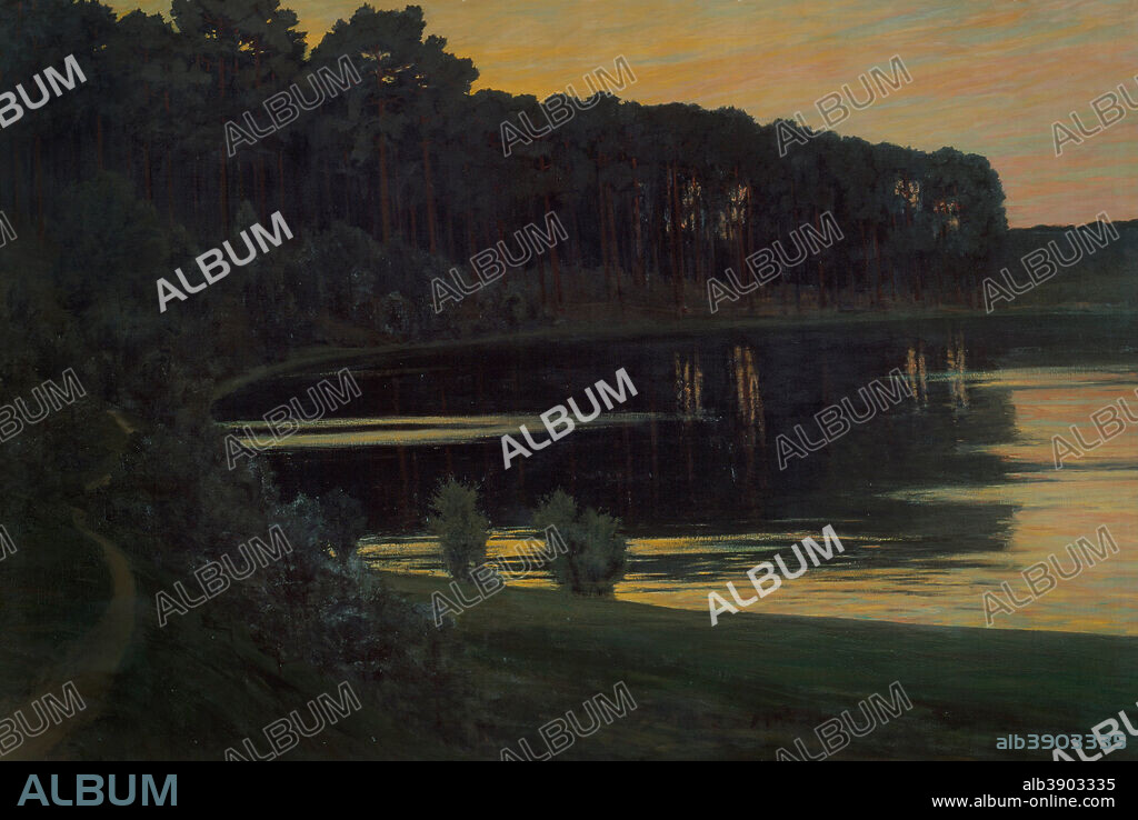 WALTER LEISTIKOW. Grunewaldsee / Lake Grunewald. Date/Period: 1895. Painting. Oil on canvas. Height: 167 cm (65.7 in); Width: 252 cm (99.2 in).