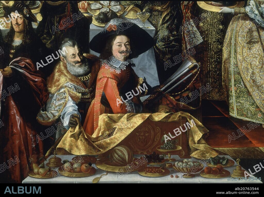 BARTHOLOMÄUS STROBEL EL JOVEN. DEGOLLACION DE SAN JUAN BAUTISTA Y BANQUETE DE HERODES - DETALLE CENTRAL - 1630/1633 - ESCUELA CHECA - NP 1940 - CONJUNTO 236010.