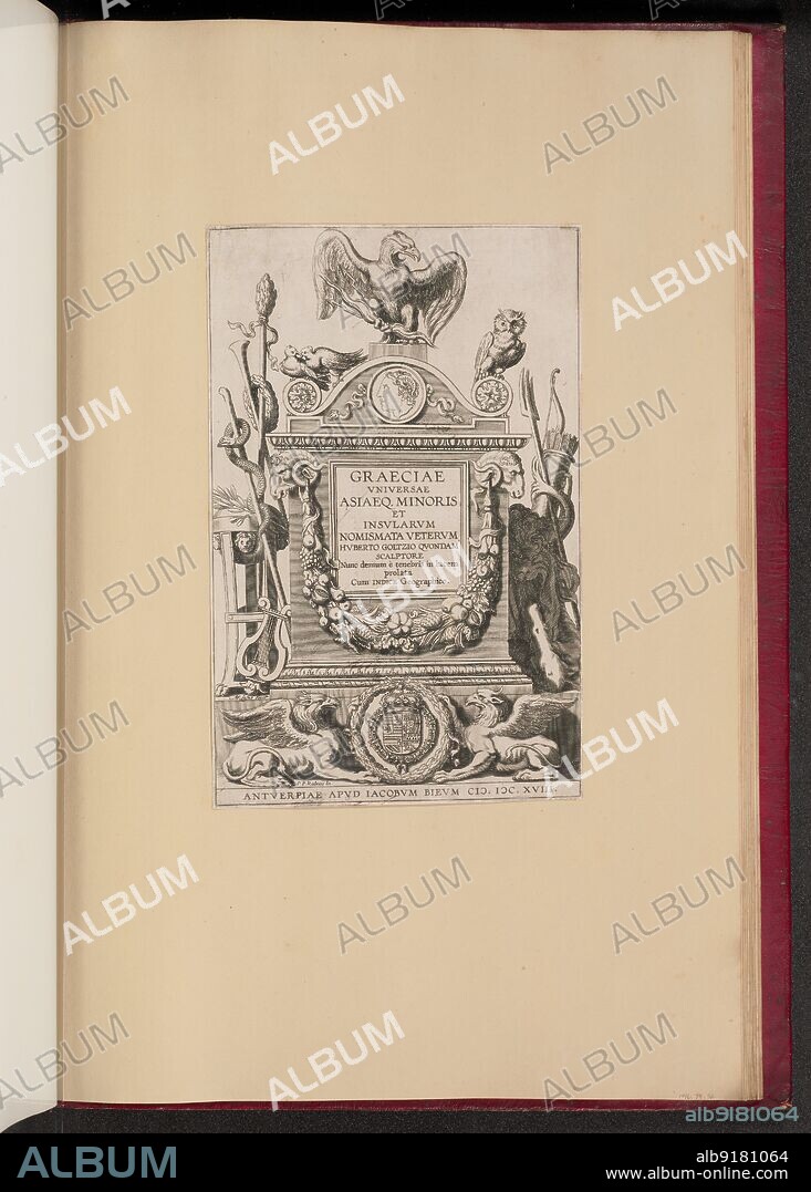 MICHEL LASNE. Title Page for Hubert Goltzius, Graeciae Vniversae Asiaeq. Minoris et Insularum Nomismata, 1618.