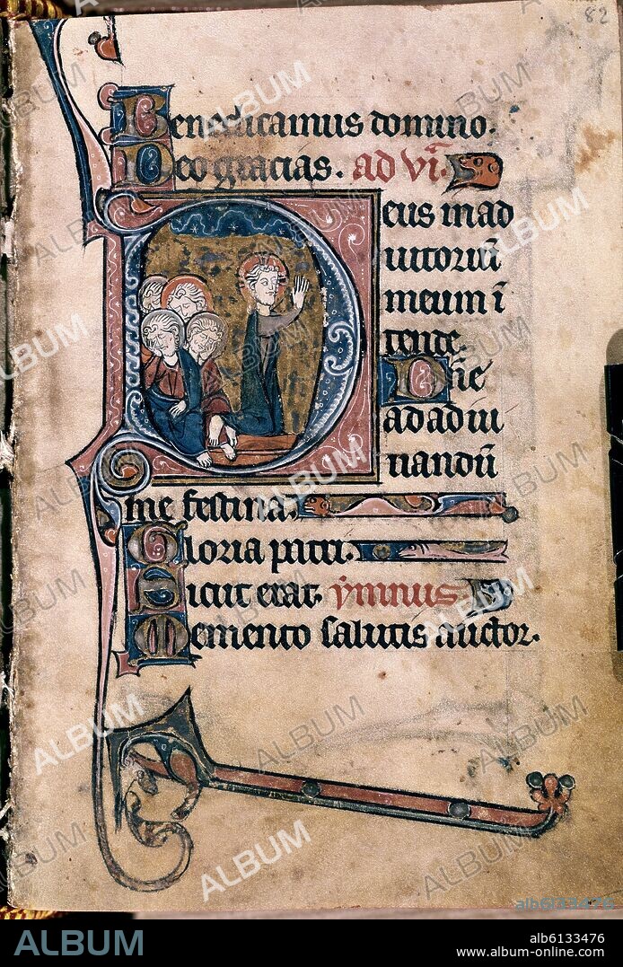 LIBRO DE HORAS-JESUS ORANDO EN EL HUERTO-MANUSCRITO GOTICO.
