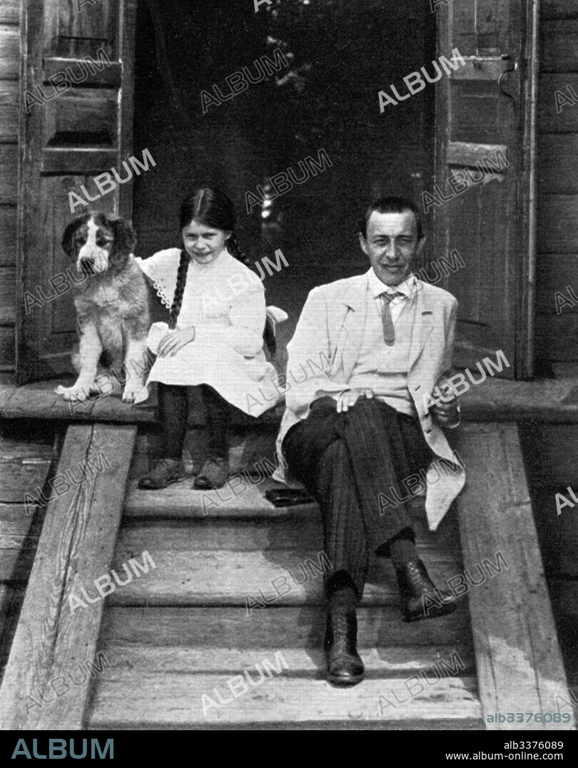ANONYMOUS. Composer Sergei Rachmaninov (1873-1943) with daughter Irina in Ivanovka.