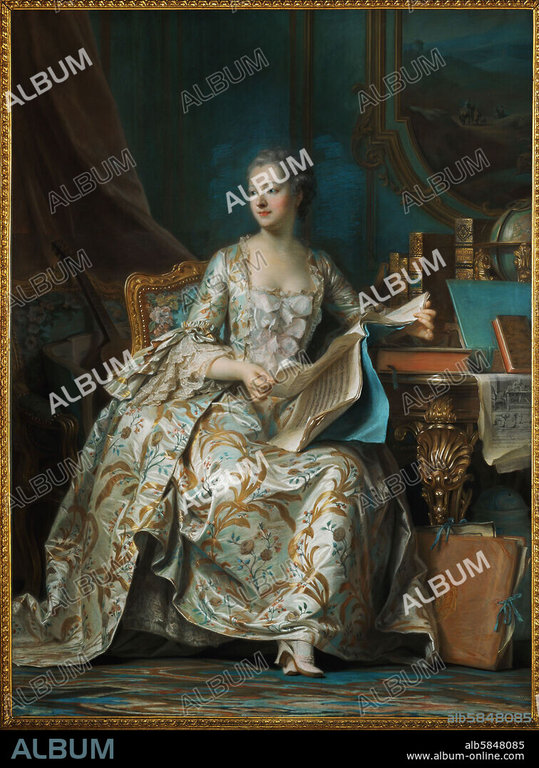 MAURICE QUENTIN DE LA TOUR. Mme. de Pompadour. Pastel on paper 175 x 128 cm.