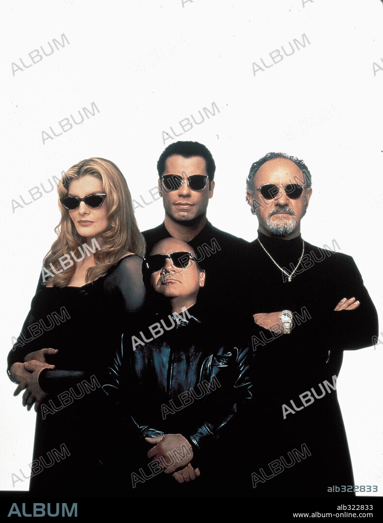 DANNY DEVITO, GENE HACKMAN, JOHN TRAVOLTA and RENE RUSSO in GET SHORTY, 1995, directed by BARRY SONNENFELD. Copyright ZAHEDI, FIROOZ.