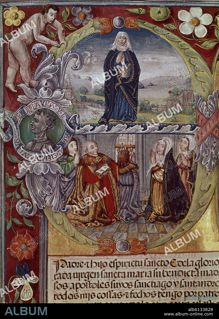 FUNDACION DEL MAYORAZGO DEL MARQUESADO DE VILLENA - JUAN II Y SU ESPOSA JUANA ENRIQUEZ - MINIATURA - 1515.