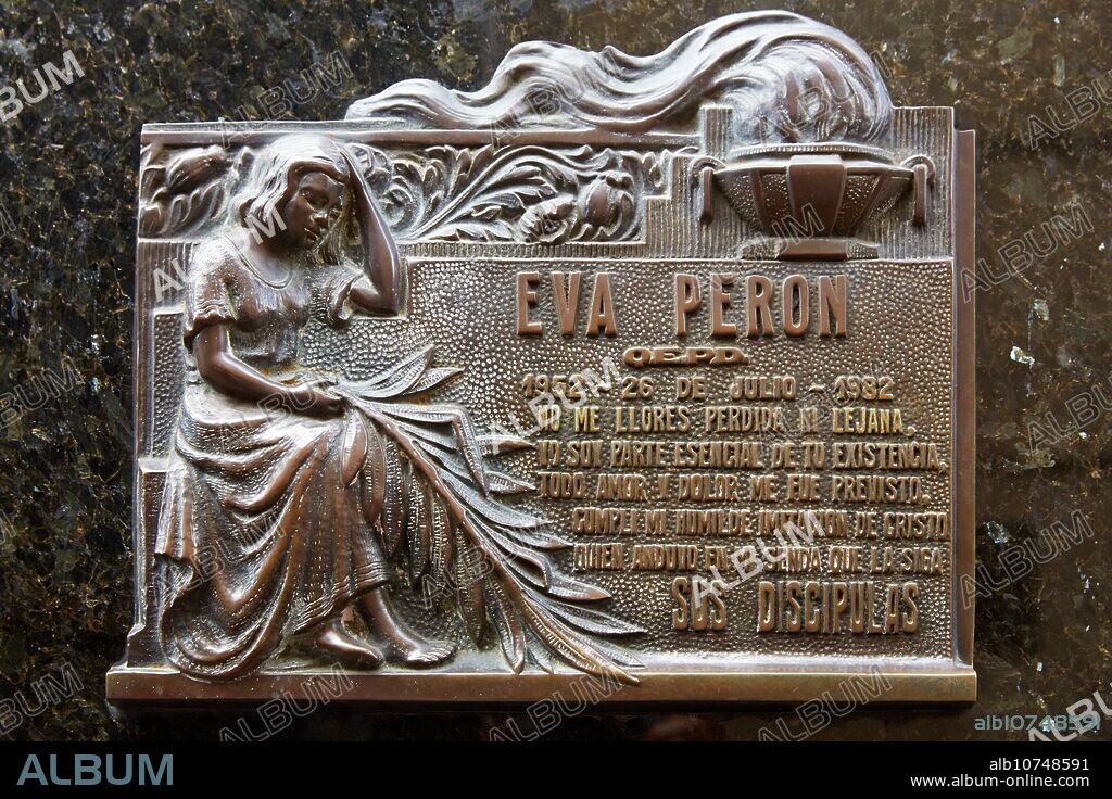 Tomb of Eva Duarte Peron ('Evita') former first lady. Cementerio de La Recoleta. Buenos Aires. Argentina.