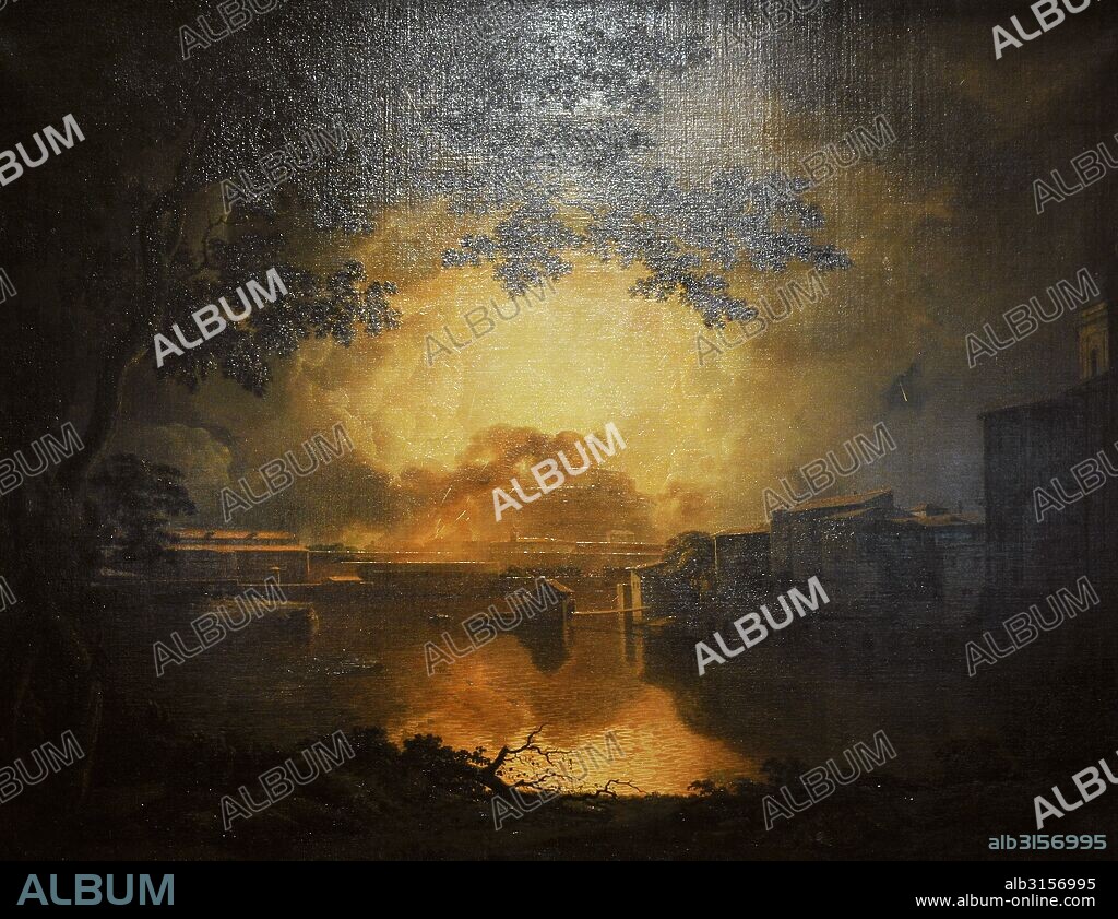 Joseph Wright of Derby (1734-1797). English painter. Firework Display at the Castel Sant Angelo in Rome (La Girandola), 1779. The State Hermitage Museum. Saint Petersburg. Russia.