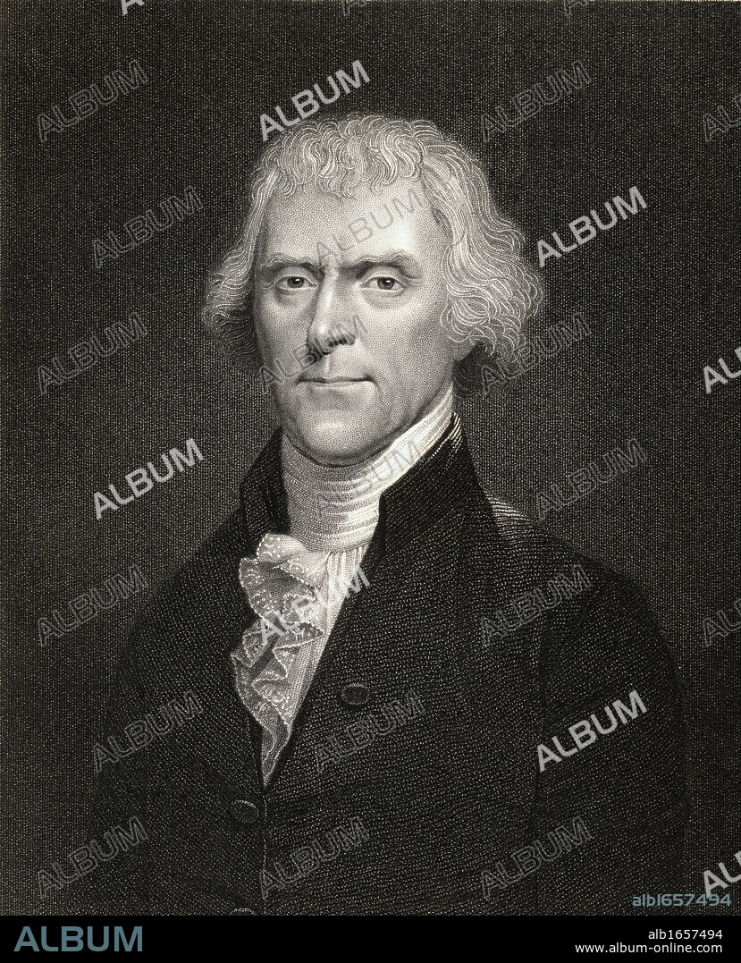 Thomas Jefferson 1743-1826. 3rd President of U.S.A. From the book 'Gallery of Portraits' published London 1833.