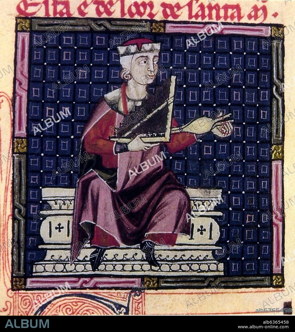 ALFONSO X DE CASTILLA EL SABIO. M.B.I.2 - CANTIGA DE SANTA MARIA - Nº200 - F185V - CODICE DE LOS MUSICOS-ORGANO PORTATIVO - MINIATURA - SIGLO XIII.