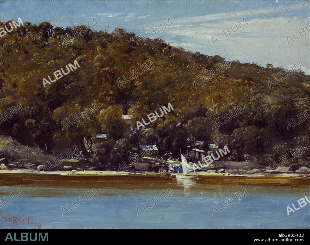 TOM ROBERTS. The camp, Sirius Cove. Date/Period: 1899. Painting. Oil on canvas on paperboard. Height: 401 mm (15.78 in); Width: 491 mm (19.33 in).