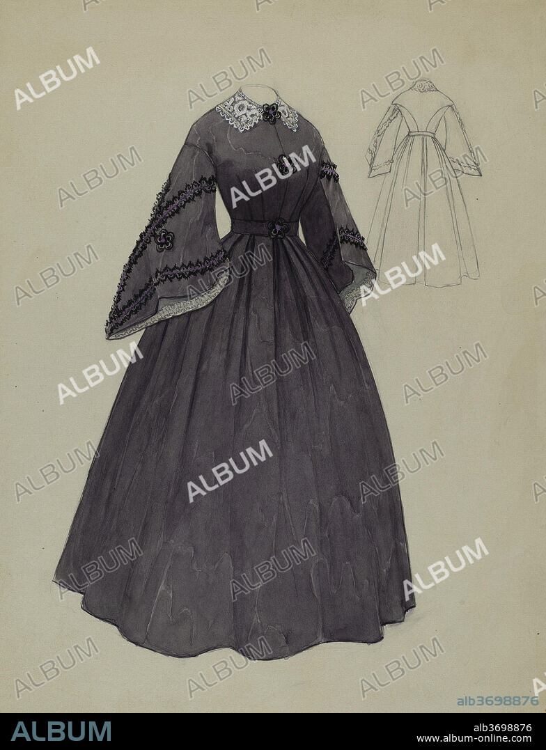 VIRGINIA BERGE. Dress. Dated: c. 1936. Dimensions: overall: 30.3 x 22.6 cm (11 15/16 x 8 7/8 in.). Medium: watercolor, graphite, and gouache on paperboard.