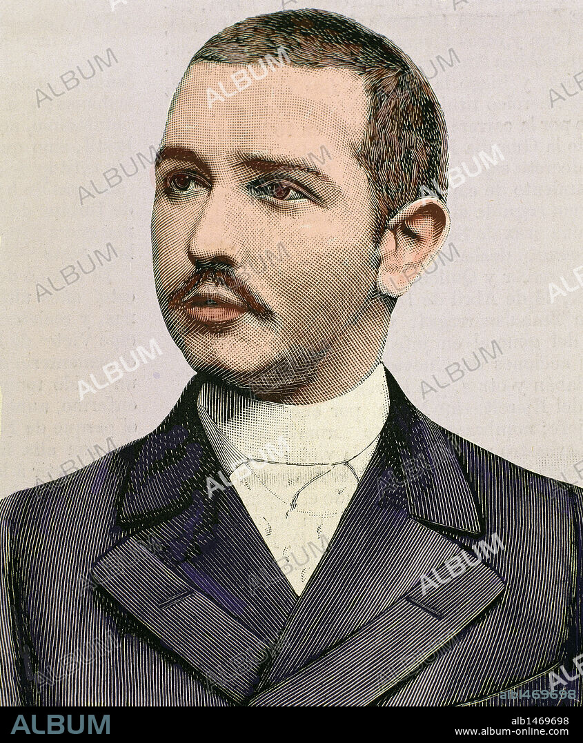 Abbas II of Egypt (1874-1944). Last Khedive of Egypt and Sudan (1892-1914). Engraving. Colored.