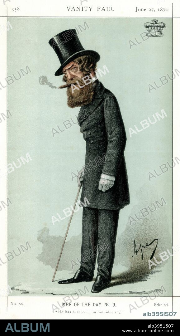 'He has Succeeded in Volunteering', Viscount Ranelagh, 1870. A print from Vanity Fair, June 25th 1870.