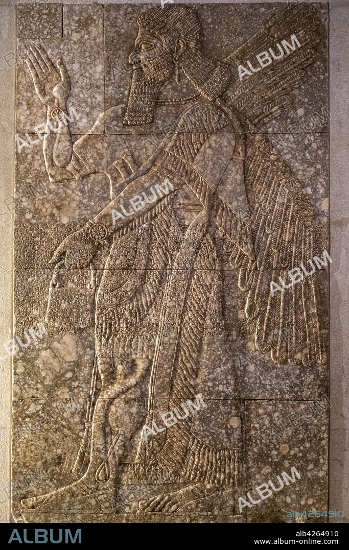 Bajorrelieve, Nimrud, siglo IX a.C, alabastro, Fundación Calouste Gulbenkian, («Fundação Calouste Gulbenkian»), Lisboa, Portugal.