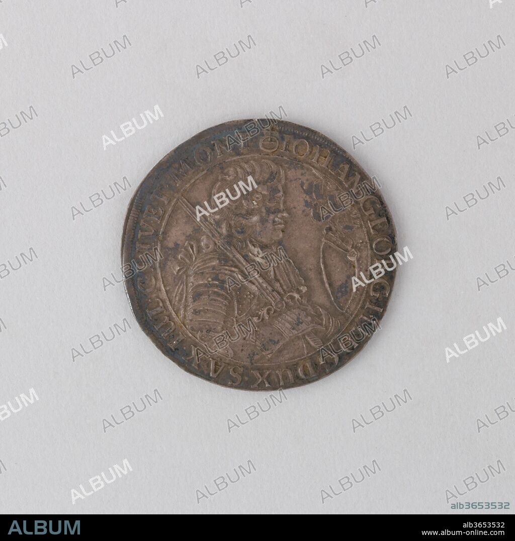 Coin (Crown) Showing John George III, Duke of Saxony. Culture: German. Dimensions: H. 1 3/4 in. (4.5 cm); W. 1 13/16 in. (4.6 cm); thickness 1/16 in. (0.2 cm); Wt. 1.1 oz. (31.2 g). Date: 1683.