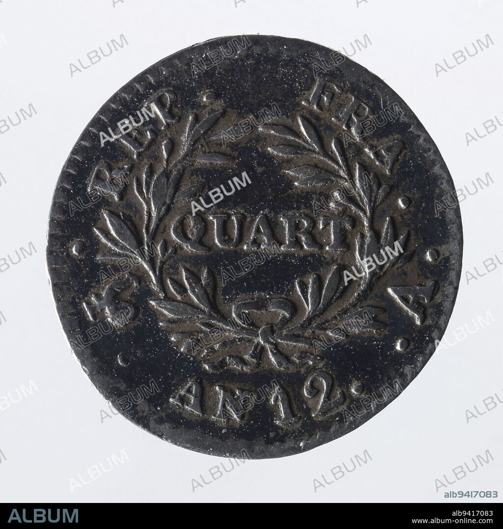 Un quart de Franc, an XII (1804), Tiolier, Pierre-Joseph, Graveur en médailles, Array, Numismatique, Monnaie, Paris, Diameter: 1.3 cm, Weight (type size): 1.25 g.
