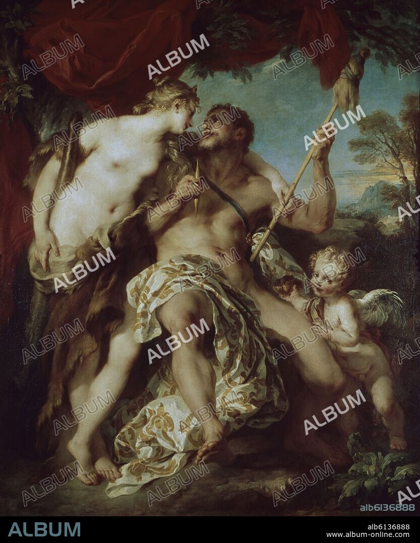 FRANÇOIS LEMOYNE. HERCULES Y ONFALE - 1724 - 184x149 - BARROCO FRANCES.